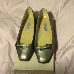 Jimmy Choo silver metallic flats